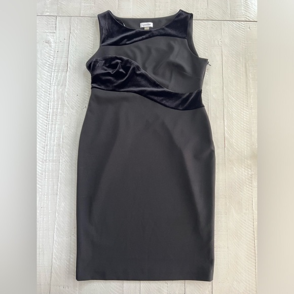 Calvin Klein Women's Sleeveless Solid Sheath with Velvet Detail size 12P - Picture 5 of 14